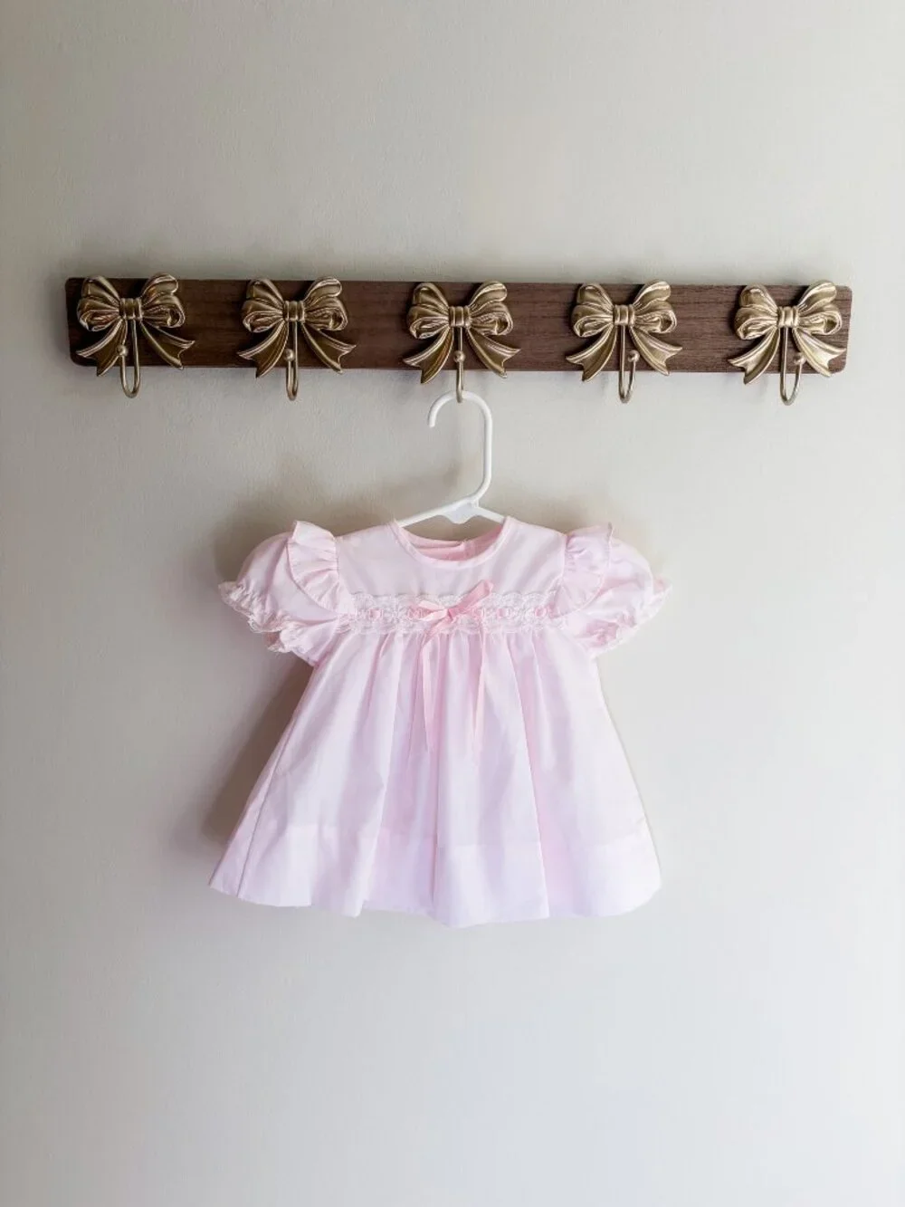 Alexis girls size 3 months Pink Baby Dress Puff Sleeve Lace Ribbon Toddler Dress
